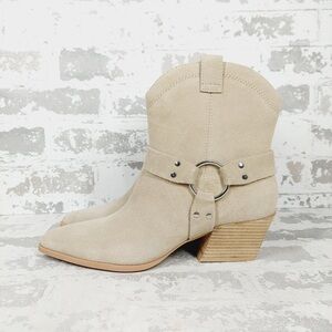 NEW Open Edit Enzo Western Cream Suede Leather Boots B223